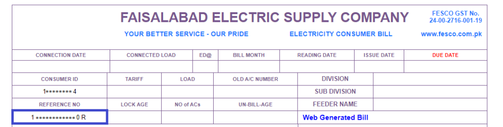 fesco online bill
